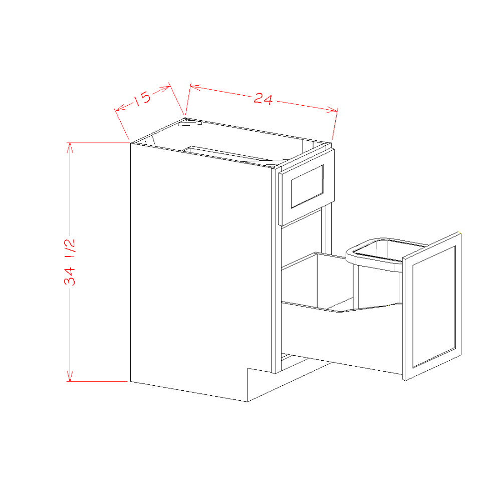 Single Door Single Drawer Base Kit With Single Trashcan Pullout