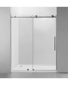 Frameless Shower Door (10mm) Temp Glass 60WX76H 2 Wheels Chrome