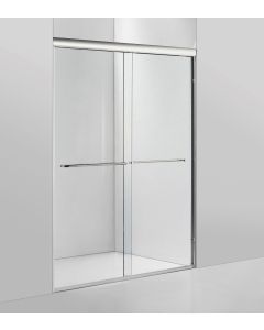 Bypass Shower Door (8mm) Thick Temp Glass 60WX76H Brushed Nickel
