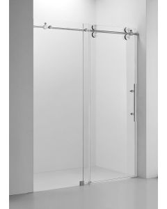 Frameless Shower Door (10mm) Temp Glass 60WX76H 4 Wheels BNickel