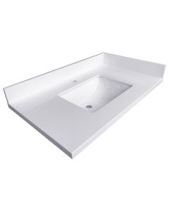 Single Sink White Quartz Vanity Top 25.5"x 22.5"x1.5"