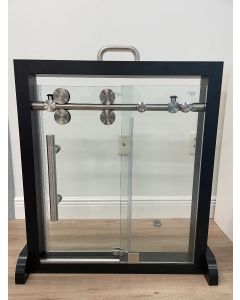 Shower Glass Door 4 Wheels Brushed Nickel Display