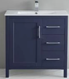 [P1801-RD30" Blue] P1801 Blue Vanity - Drawers Options (30" x 18", Right Drawers)