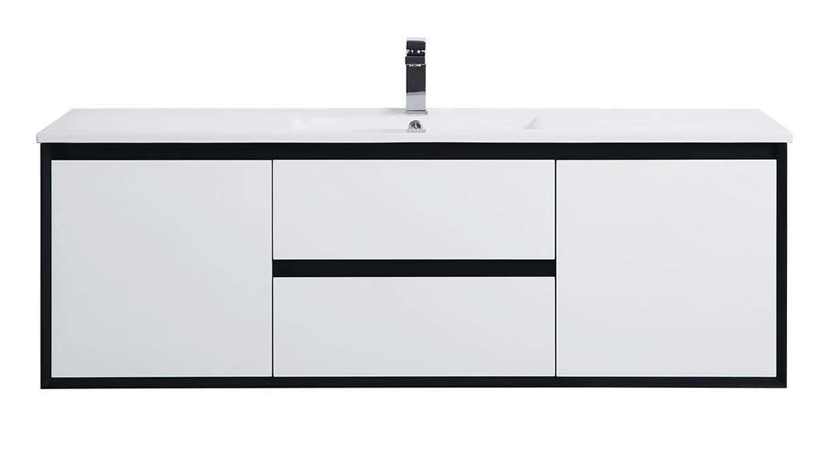 [PE1200-WH] PE Black & White Vanity - Sink Option (48" x 18", Single)