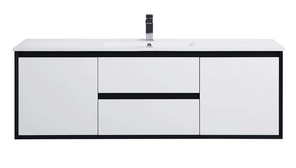 [PE1200-WH] PE Black & White Vanity - Sink Option (48" x 18", Single)