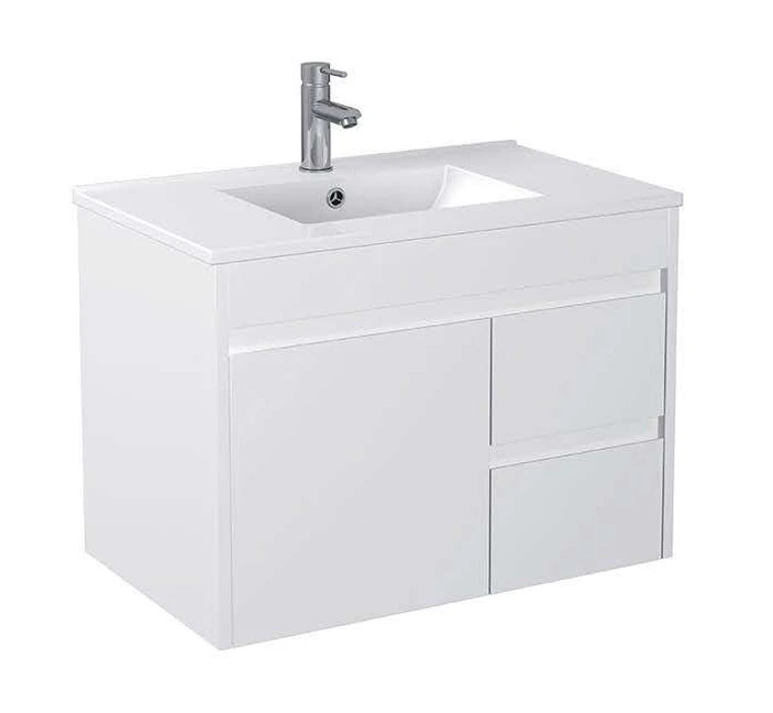 [X-PF750R-WH White] PF Wallmount White Vanity - Drawers Option (30" x 18", Right Drawers)