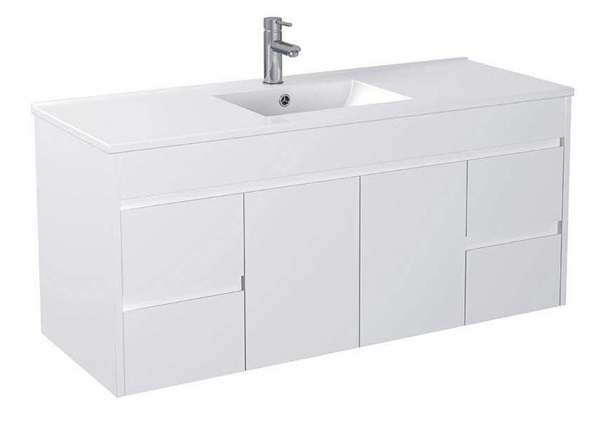 [X-PF1200-WH White] PF Wallmount White Vanity - Sink Option (48" x 18", Single)