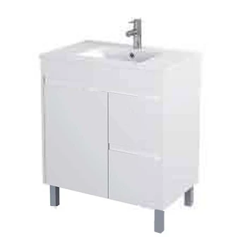 [X-PF750R-LG White] PF  White Vanity with Legs - Drawers Option (30" x 18", Right Drawers)