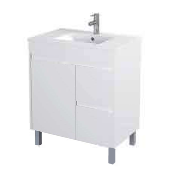 [X-PF750R-LG White] PF  White Vanity with Legs - Drawers Option (30" x 18", Right Drawers)