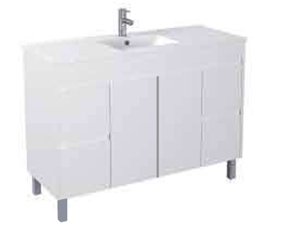 [X-PF1200-LG White] PF  White Vanity with Legs- Sink Option (48" x 18", Single)