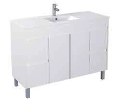 [X-PF1200-LG White] PF  White Vanity with Legs- Sink Option (48" x 18", Single)