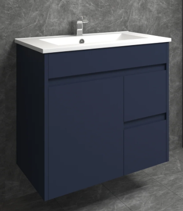 [PF750R-WH Blue] PF  Wallmount Blue Vanity - Drawers Option (30" x 18", Right Drawers)