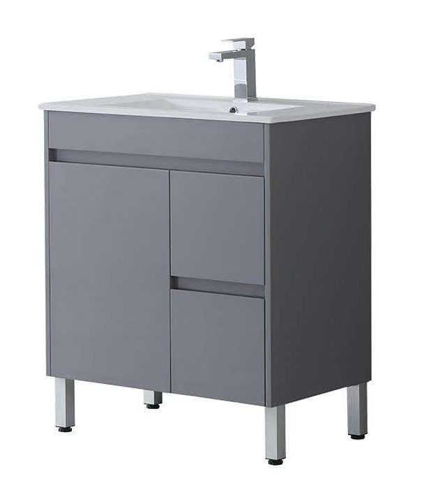 [X-PF750R-LG Gray] PF  Gray Vanity with Legs - Drawers Option (30" x 18", Right Drawers)