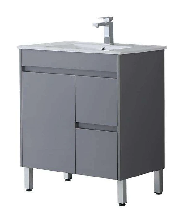 [X-PF750R-LG Gray] PF  Gray Vanity with Legs - Drawers Option (30" x 18", Right Drawers)