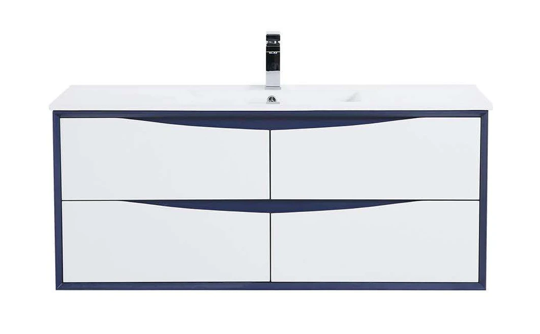 [PH1200BW-WH SINGLE SINK] PH Black & White Vanity - Sink Option (48" x 18", Single)