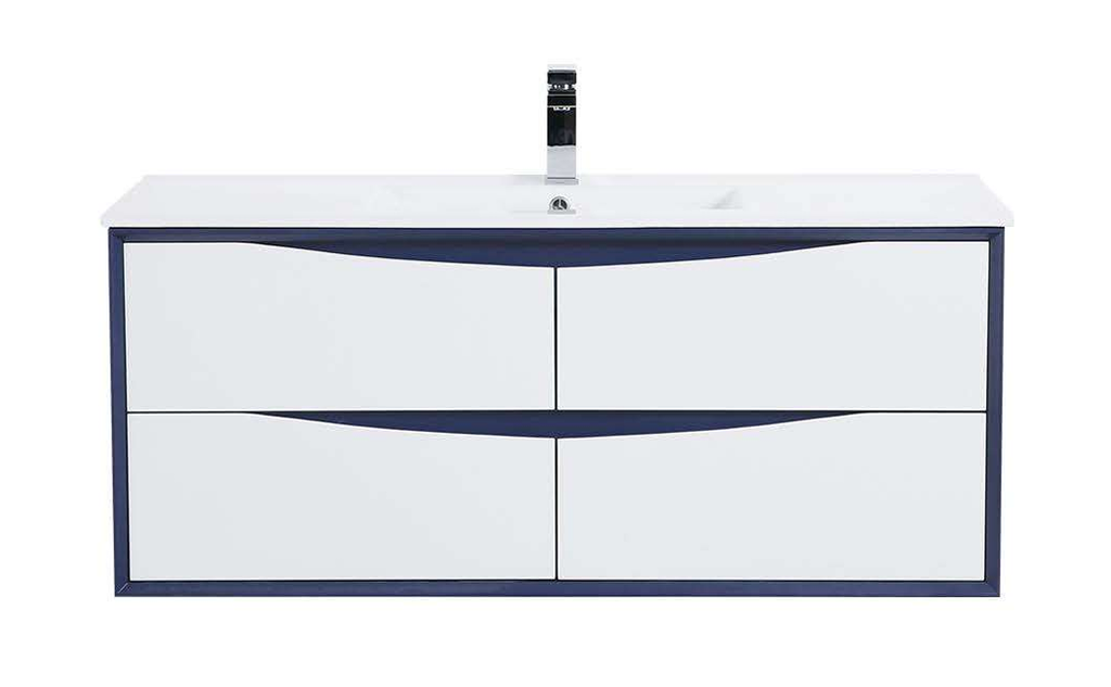 [PH1200BW-WH SINGLE SINK] PH Black & White Vanity - Sink Option (48" x 18", Single)