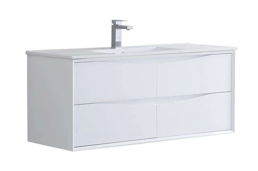 [PH1200GW-WH SINGLE SINK] PH Glossy White Vanity - Sink Option (48" x 18", Single)