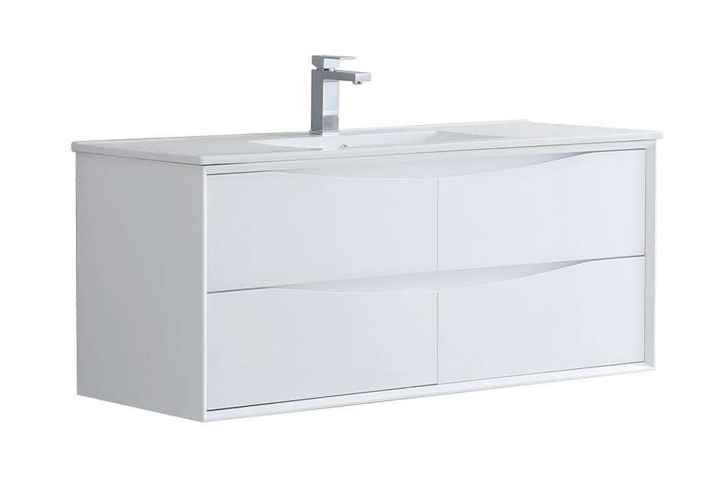 [PH1200GW-WH SINGLE SINK] PH Glossy White Vanity - Sink Option (48" x 18", Single)
