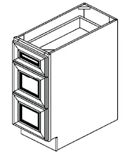 Dove White Shaker 3 Drawer Base 12"