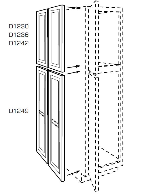 Ebony Lower Single Door For 24" Wide Pantry