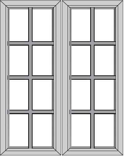 Perla Mullion Glass Door 27" X 42" Textured Glass (Pair)