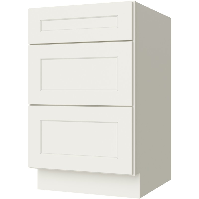 Cream White Shaker 3 Drawer Base 18"