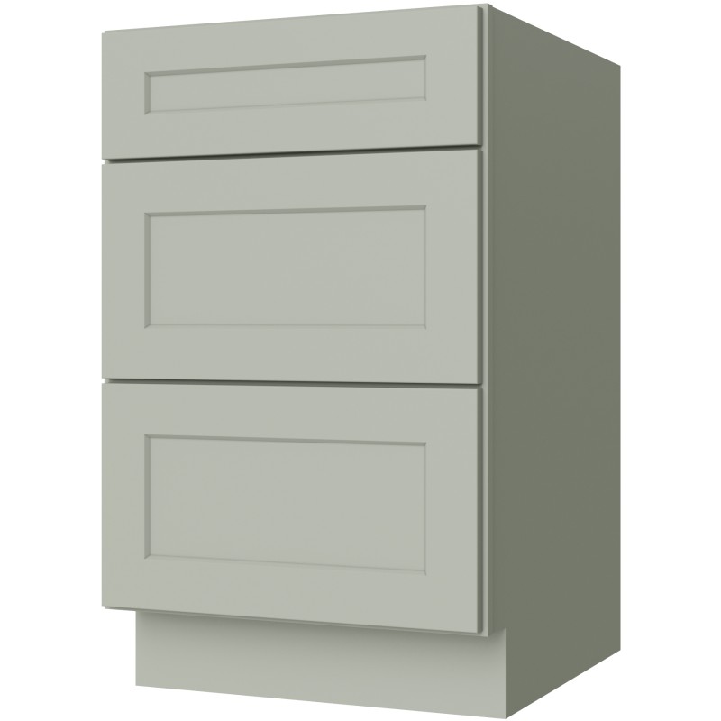 [GS:DB21-3] Sage Green Shaker 3 Drawer Base 21" (Davie Warehouse)