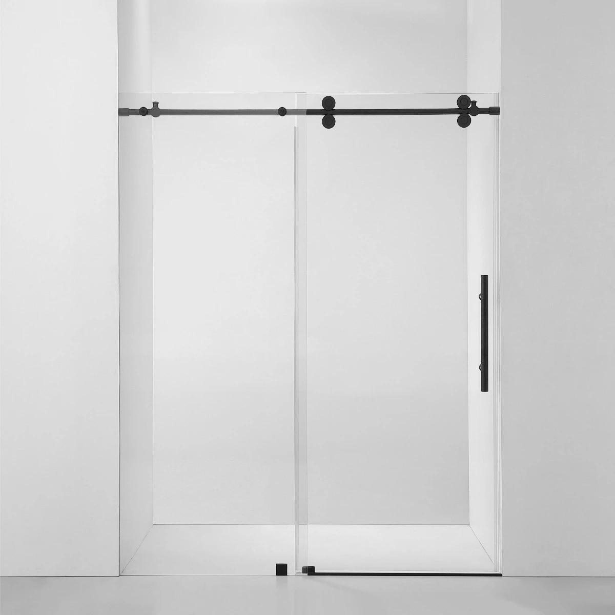 Frameless Shower Door (10mm) Temp Glass 60WX76H 4 MBlack