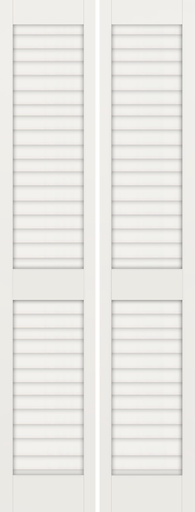 Primed Plantation Louver Over Louver Bifold 