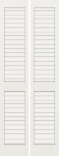 Primed Plantation Louver Over Louver Bifold 